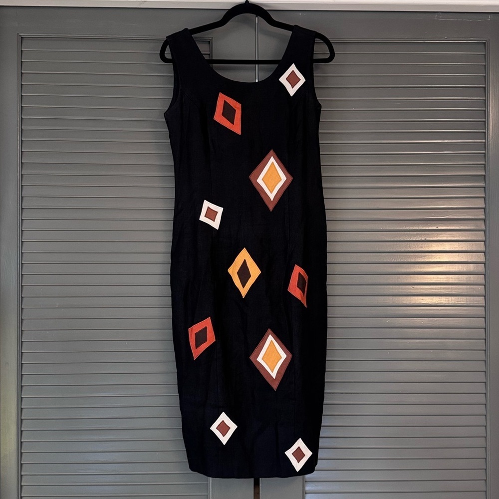 Vintage Andrea Jovine Retro Linen Midi Dress